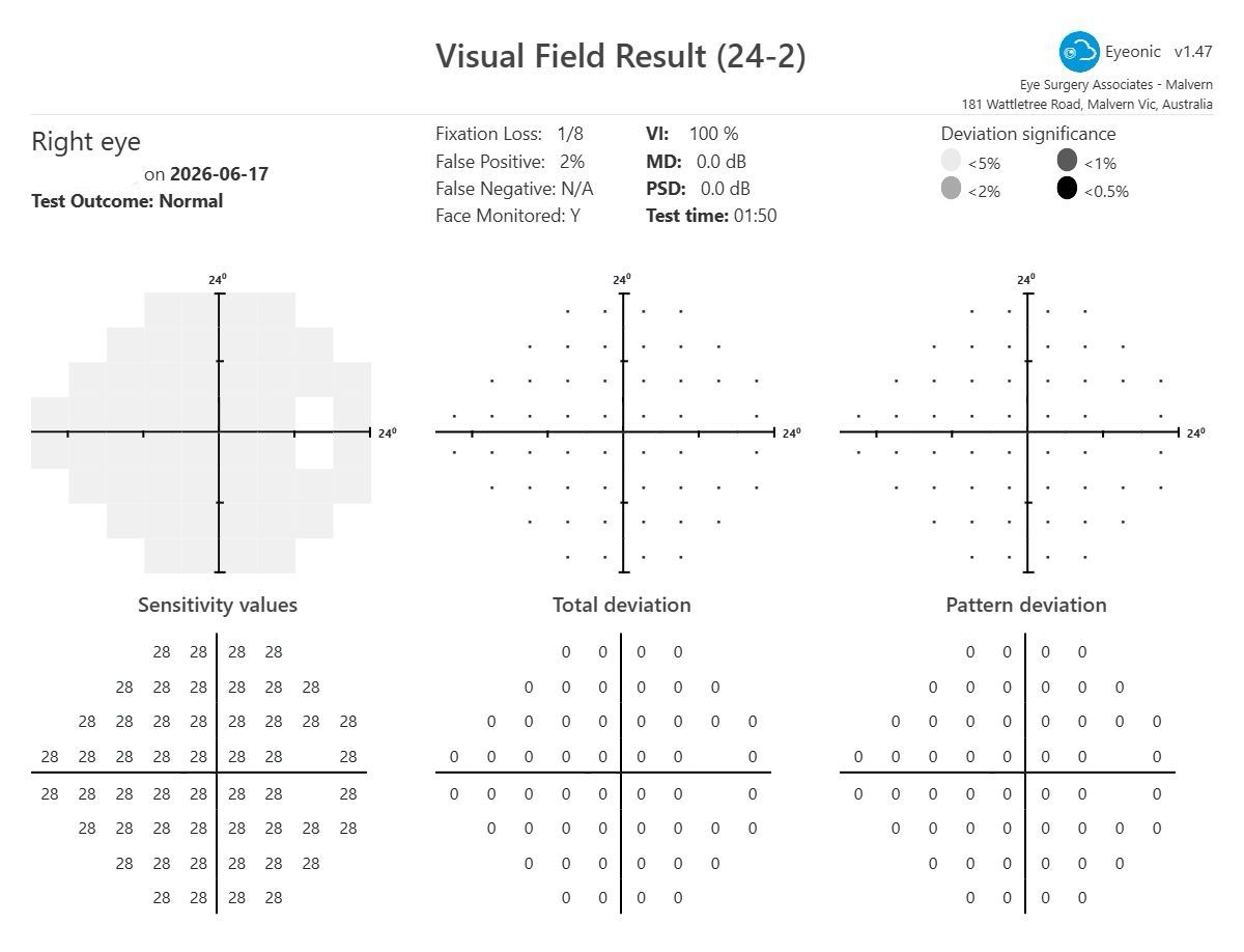 Visual field result report